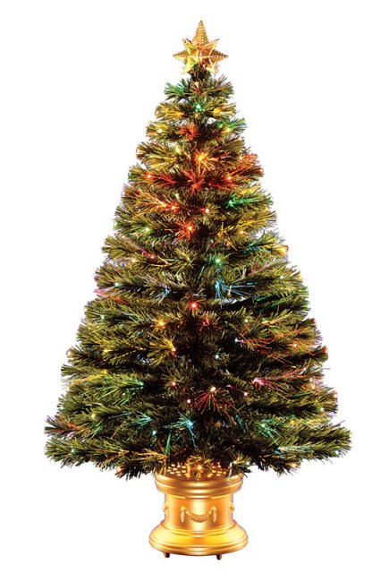 Szrx7-100l-36 Fiber Optic Radiance Fireworks Tree With Gold Top Star In Gold Base 36 In.