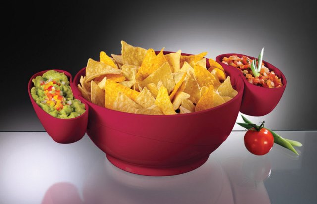 Cd-10-r Chip Bowl With Two Dip Clips 3 Piece