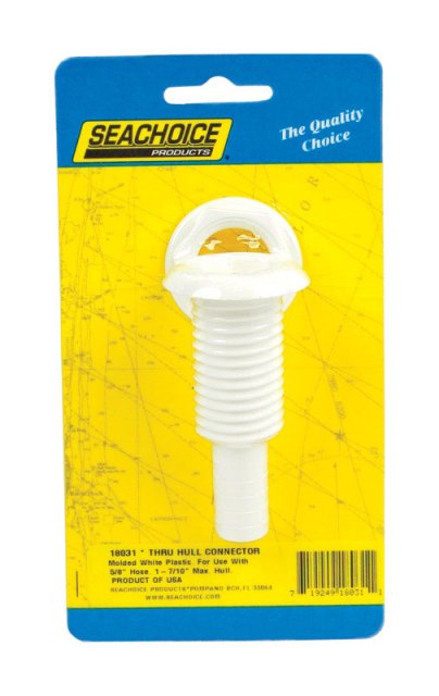 18031 0.63 In. Thru Hull Connector White - Plastic