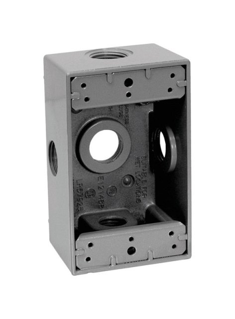 14251-5x 1 Gang Service Entrance Outlet Box Five 0.5 In. Holes