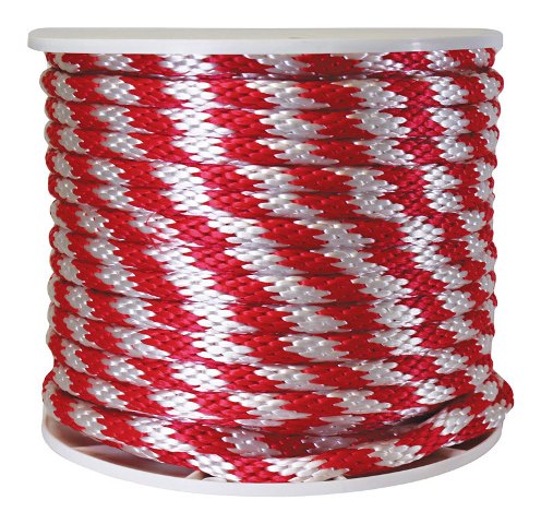 P7240s0200r70s Solid Braided Poly Derby Rope Red & White