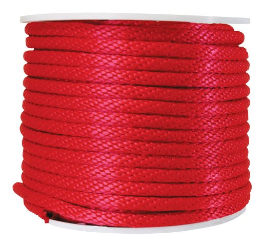 P7240s00200r01s Solid Braided Poly Derby Rope Red