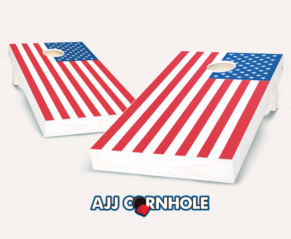 Ajjcornhole 107-americanflag American Flag Cornhole Set With Bags - 8 X 24 X 48 In.