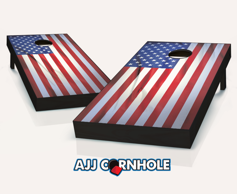 Ajjcornhole 107-wrinkledamericanflag Wrinkled American Flag Cornhole Set With Bags - 8 X 24 X 48 In.