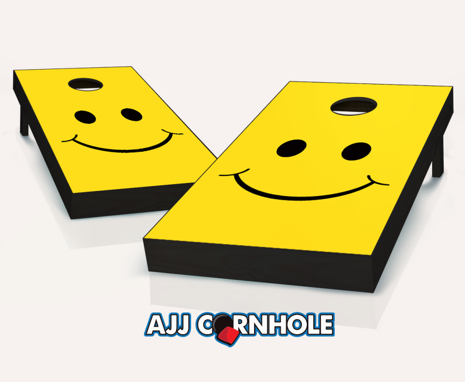 Ajjcornhole 107-smiley Smiley Theme Cornhole Set With Bags - 8 X 24 X 48 In.