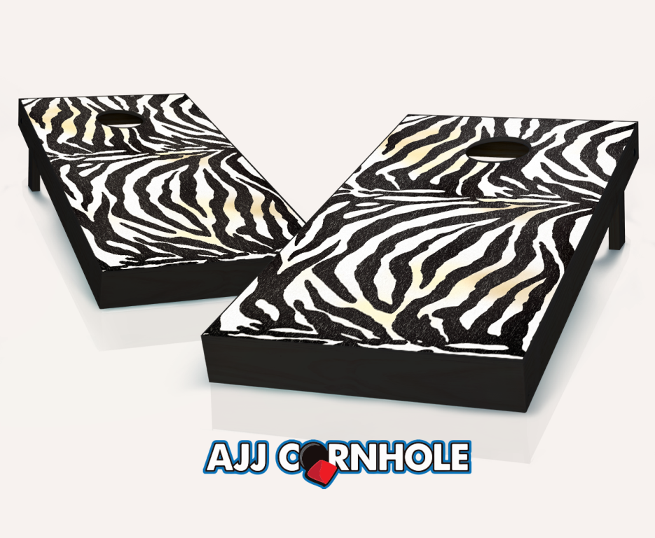 Ajjcornhole 107-zebra Zebra Theme Cornhole Set With Bags - 8 X 24 X 48 In.