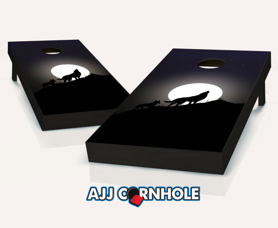 Ajjcornhole 107-wolf Wolf Theme Cornhole Set With Bags - 8 X 24 X 48 In.