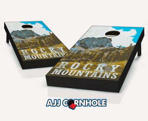 Ajjcornhole 107-np-rockymountains Rocky Mountains Theme Cornhole Set With Bags - 8 X 24 X 48 In.