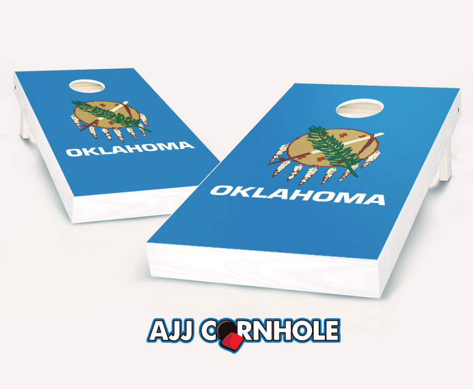Ajjcornhole 107-oklahomaflag Oklahoma Flag Theme Cornhole Set With Bags - 8 X 24 X 48 In.