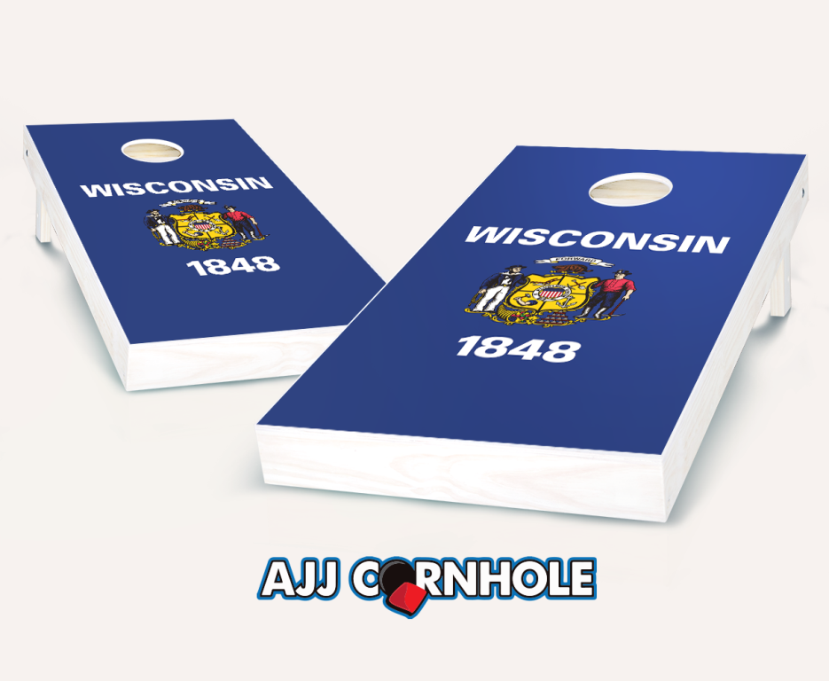 Ajjcornhole 107-wisconsinflag Wisconsin Flag Theme Cornhole Set With Bags - 8 X 24 X 48 In.