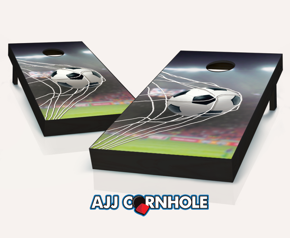 Ajjcornhole 107-soccer Soccer Goal Theme Cornhole Set With Bags - 8 X 24 X 48 In.