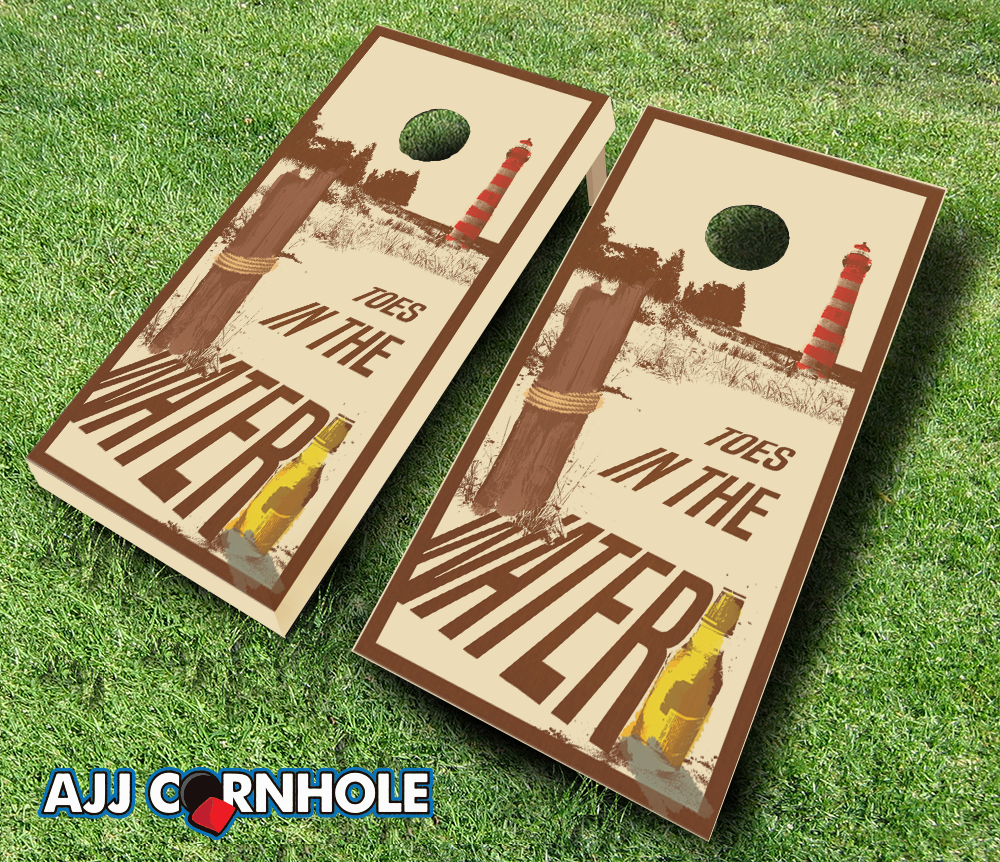 Ajjcornhole 107-toesinthewater Toes In The Water Theme Cornhole Set With Bags - 8 X 24 X 48 In.