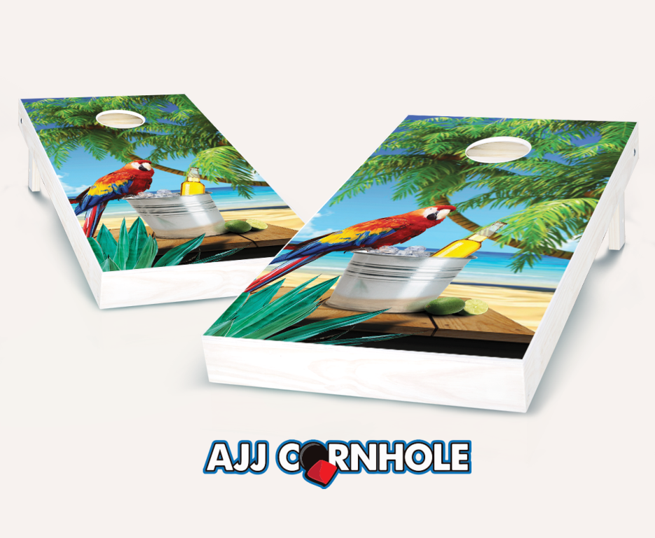 Ajjcornhole 107-parrot Parrot Theme Cornhole Set With Bags - 8 X 24 X 48 In.