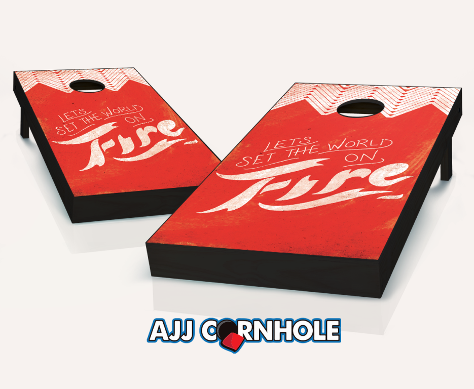 Ajjcornhole 107-worldonfire World On Fire Theme Cornhole Set With Bags - 8 X 24 X 48 In.
