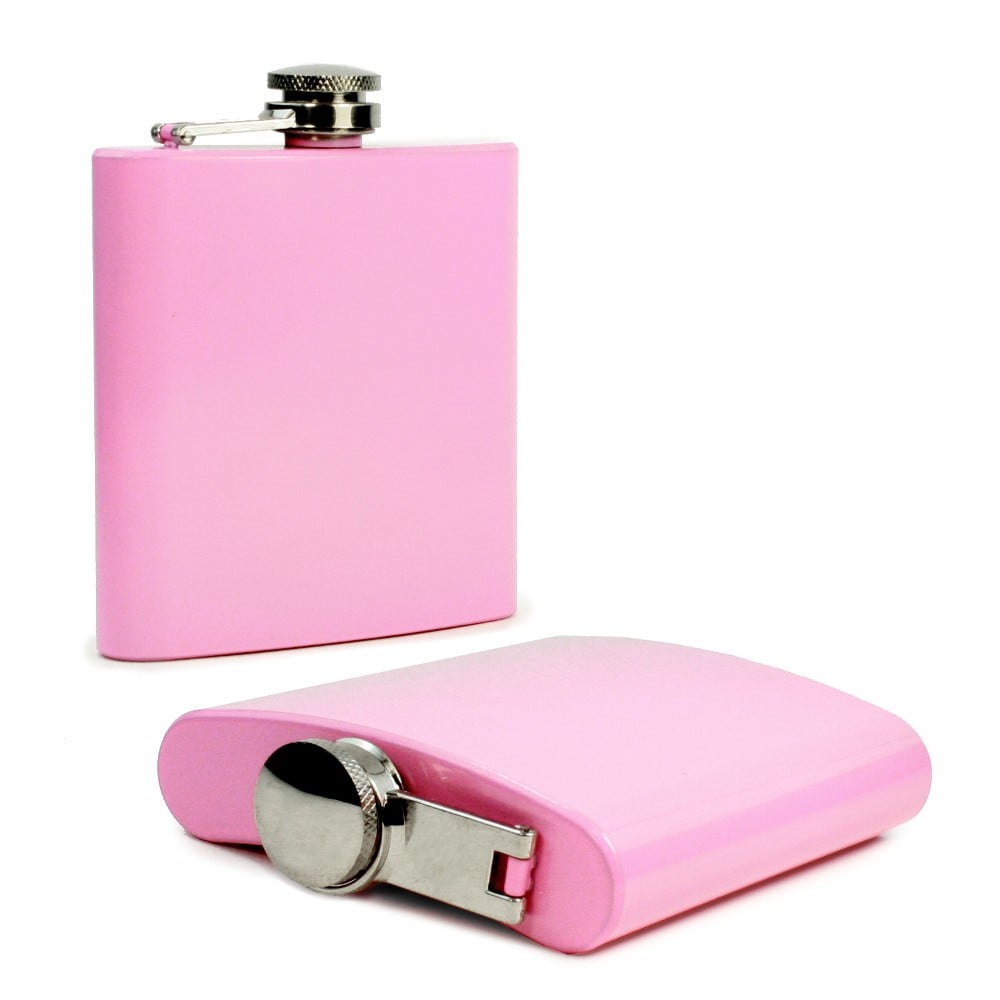 I13-31 6 Ozmodern Style Hip Flask, Pink - Stainless Steel