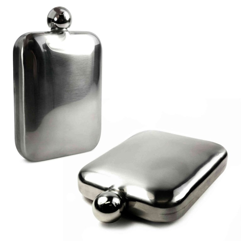 E10-70 6 Oz Round Hip Flask For Special Occasions, Stainless Steel