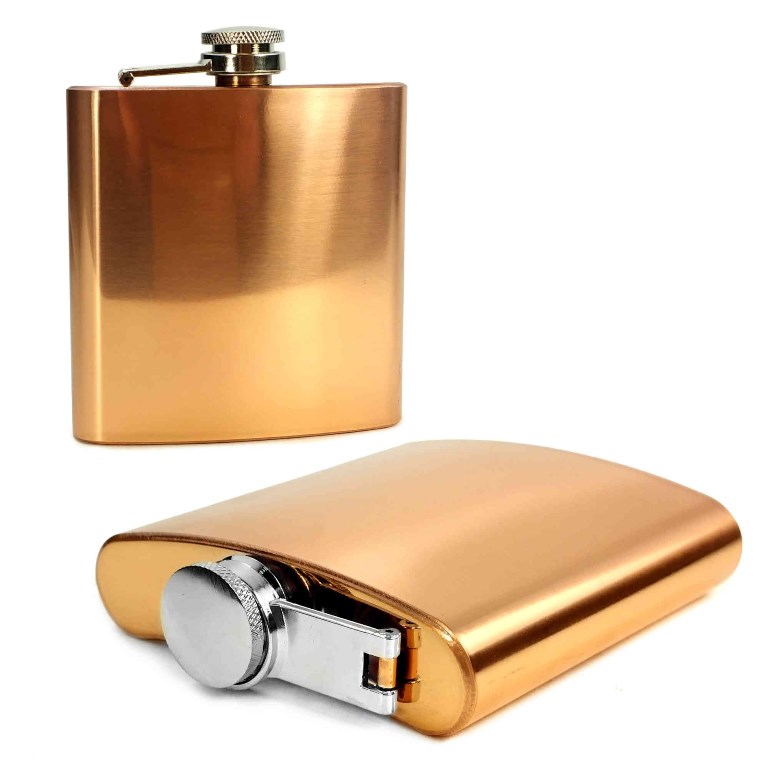 E10-72 6 Oz Copper Plated Stainless Steel Hip Flask For Special Occasions