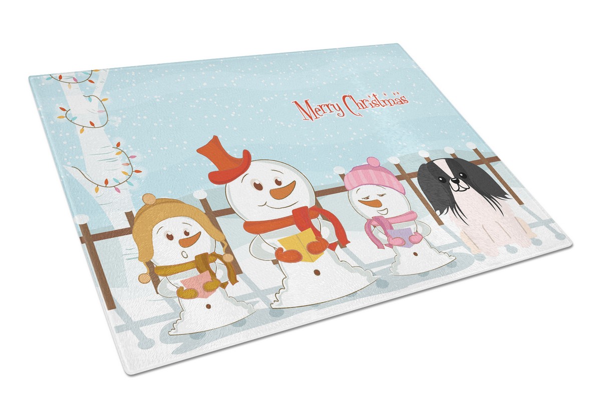 UPC 747432547177 product image for Merry Christmas Carolers Pekingnese Black & White Glass Cutting Board - Large | upcitemdb.com
