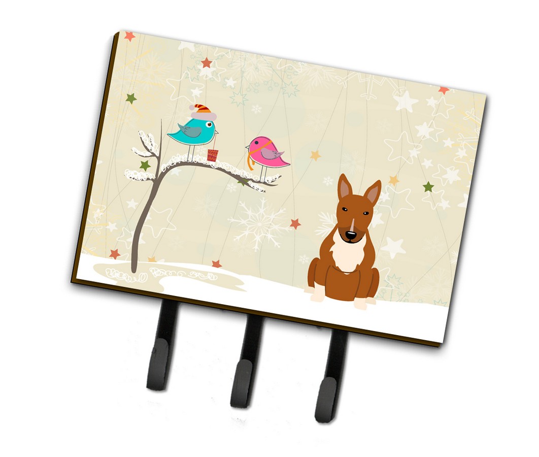 BB2606TH68 Christmas Presents Between Friends Bull Terrier Red Leash or Key Holder