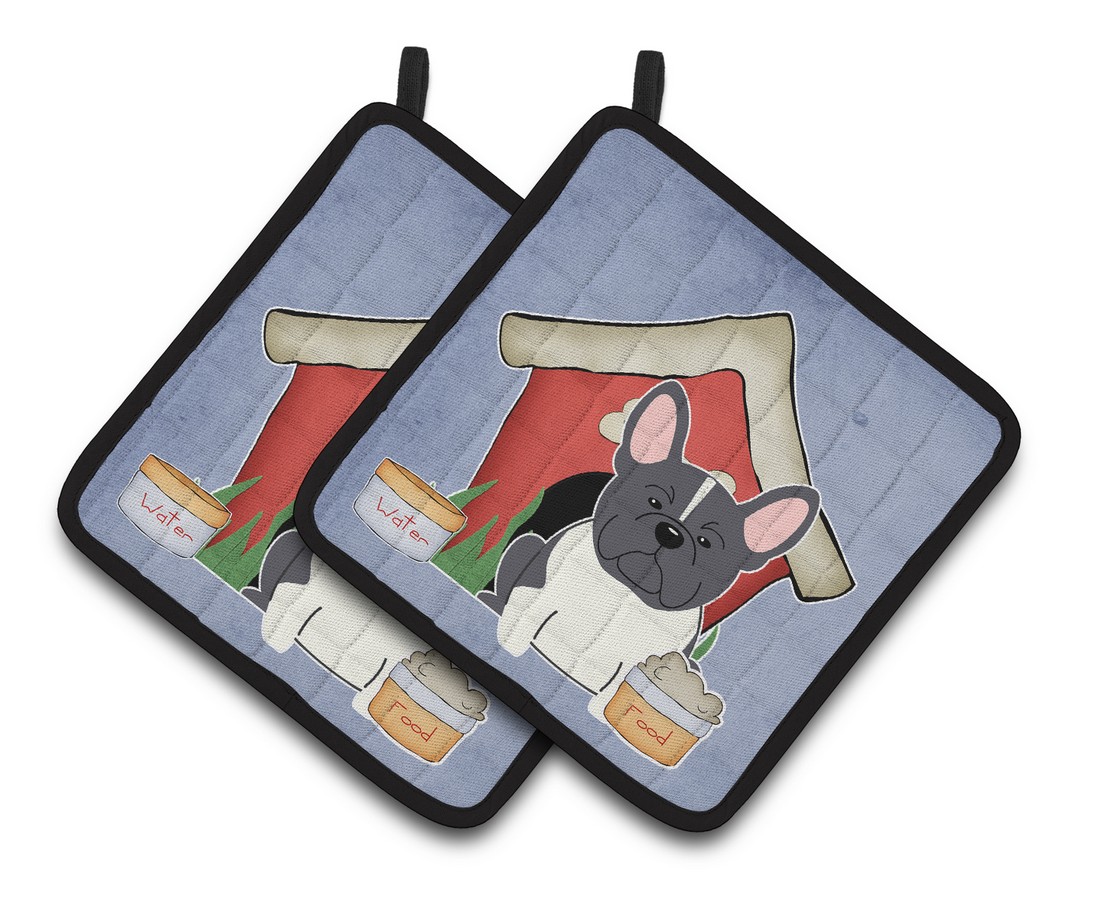 Bb2766pthd Dog House Collection French Bulldog Black & White Pair Of Pot Holders