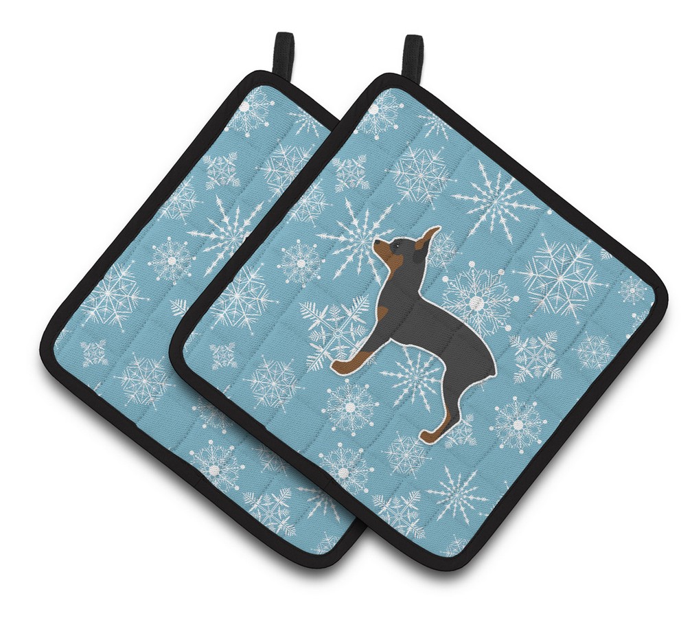 Bb3487pthd Winter Snowflake Toy Fox Terrier Pair Of Pot Holders