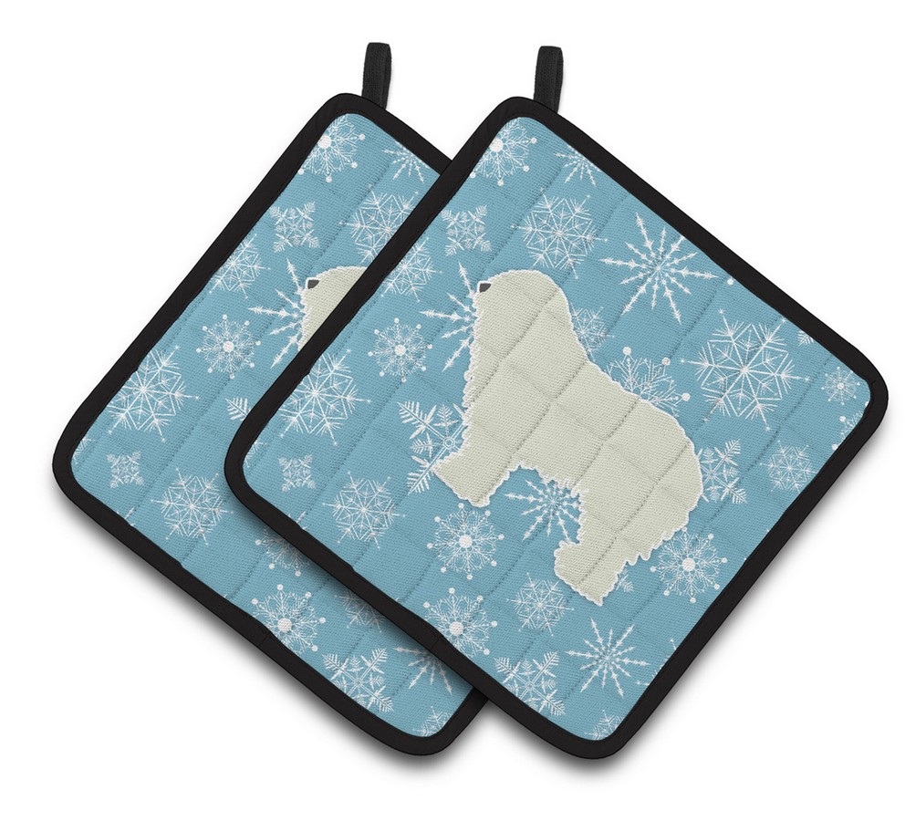 Bb3555pthd Winter Snowflake Komondor Pair Of Pot Holders