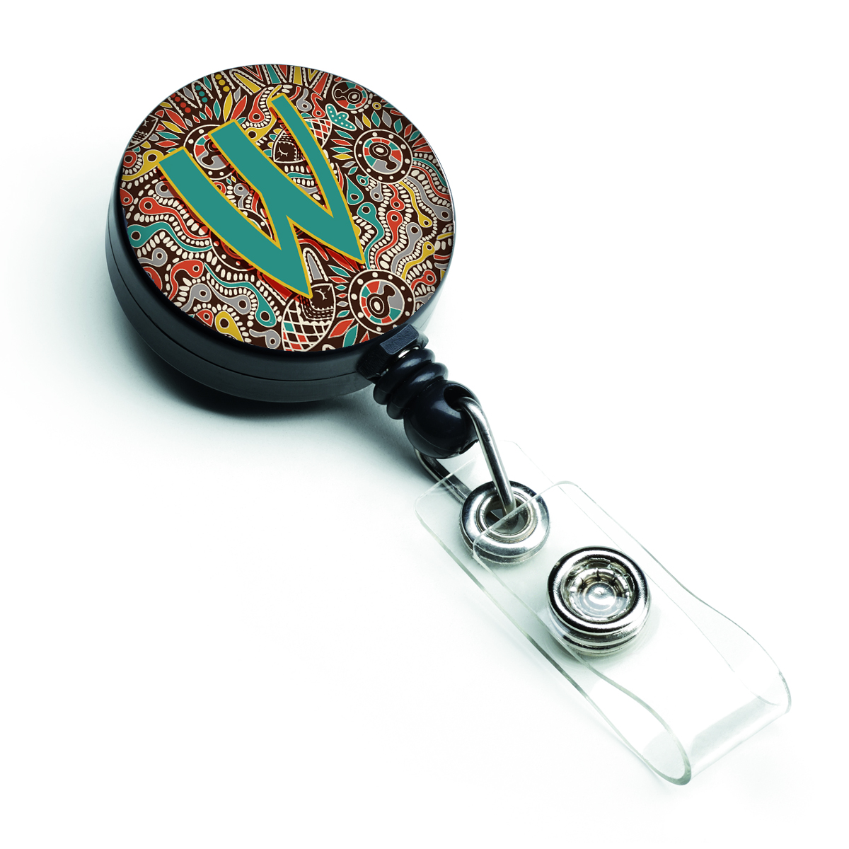 Carolines Treasures CJ2013-WBR Letter W Retro Tribal Alphabet Initial Retractable Badge Reel Carolines Treasures CJ2013-WBR Letter W Retro Tribal Alphabet Initial Retractable Badge Reel