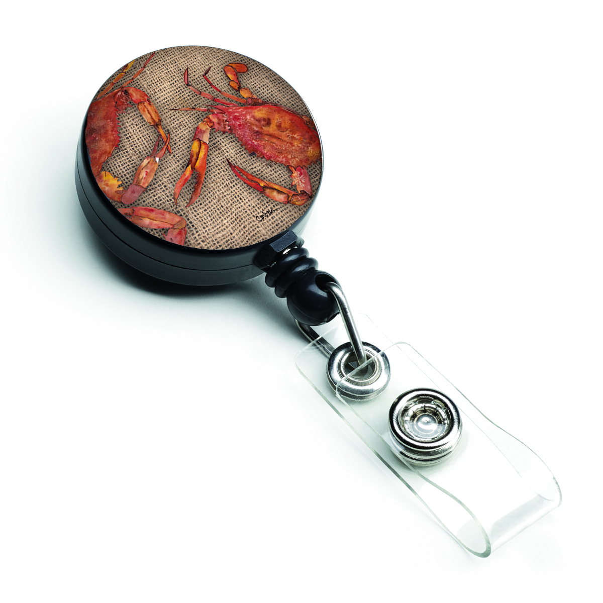 Carolines Treasures 8742BR Cooked Crabs on Faux Burlap Retractable Badge Reel Carolines Treasures 8742BR Cooked Crabs on Faux Burlap Retractable Badge Reel