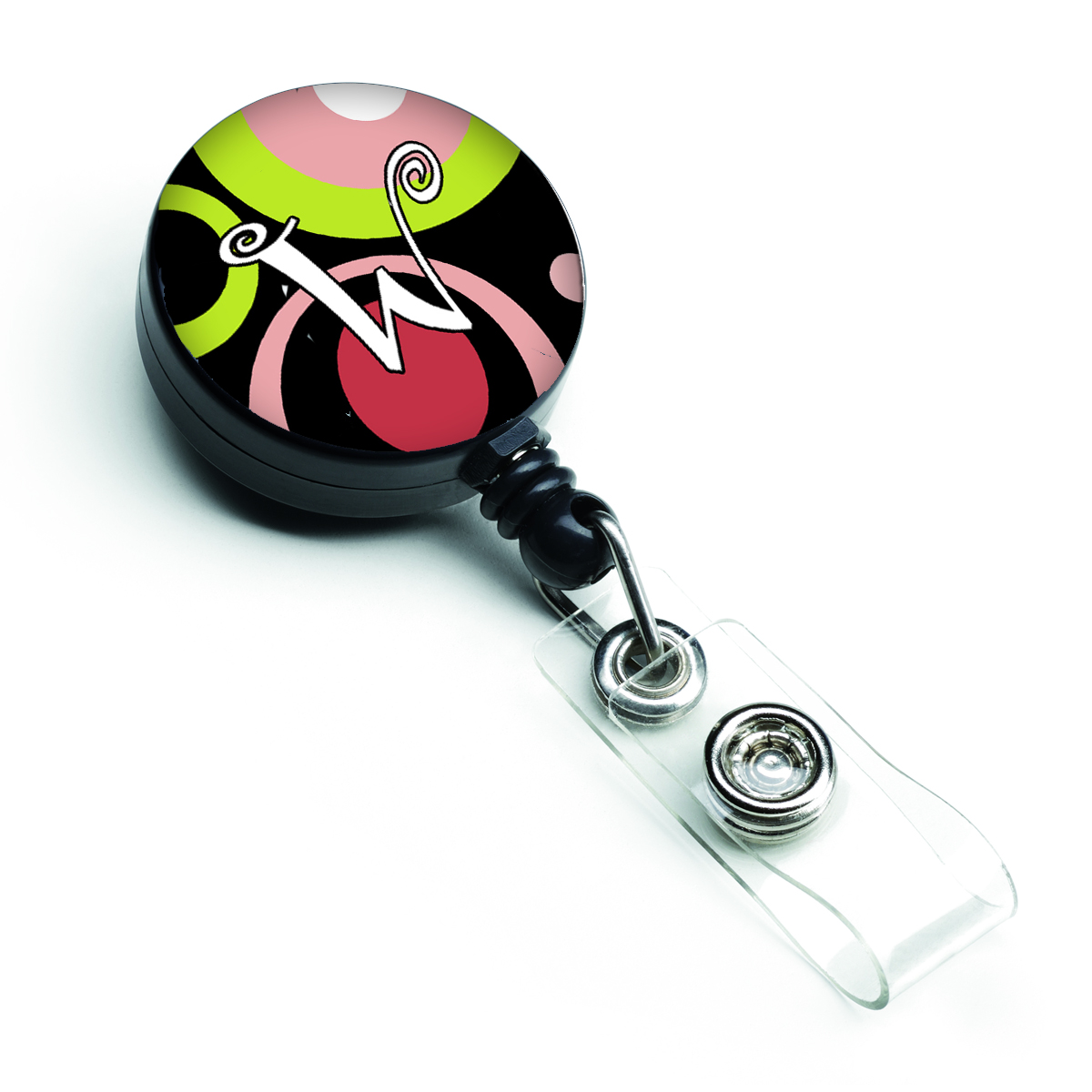 Carolines Treasures AM1002-WBR Letter W Monogram Retro in Black Retractable Badge Reel Carolines Treasures AM1002-WBR Letter W Monogram Retro in Black Retractable Badge Reel