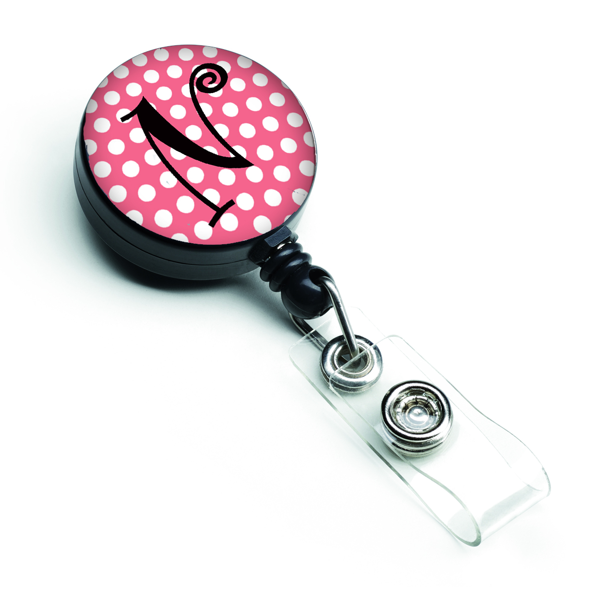 Carolines Treasures CJ1001-NBR Letter N Monogram Pink & Black Polka Dots Retractable Badge Reel Carolines Treasures CJ1001-NBR Letter N Monogram Pink & Black Polka Dots Retractable Badge Reel
