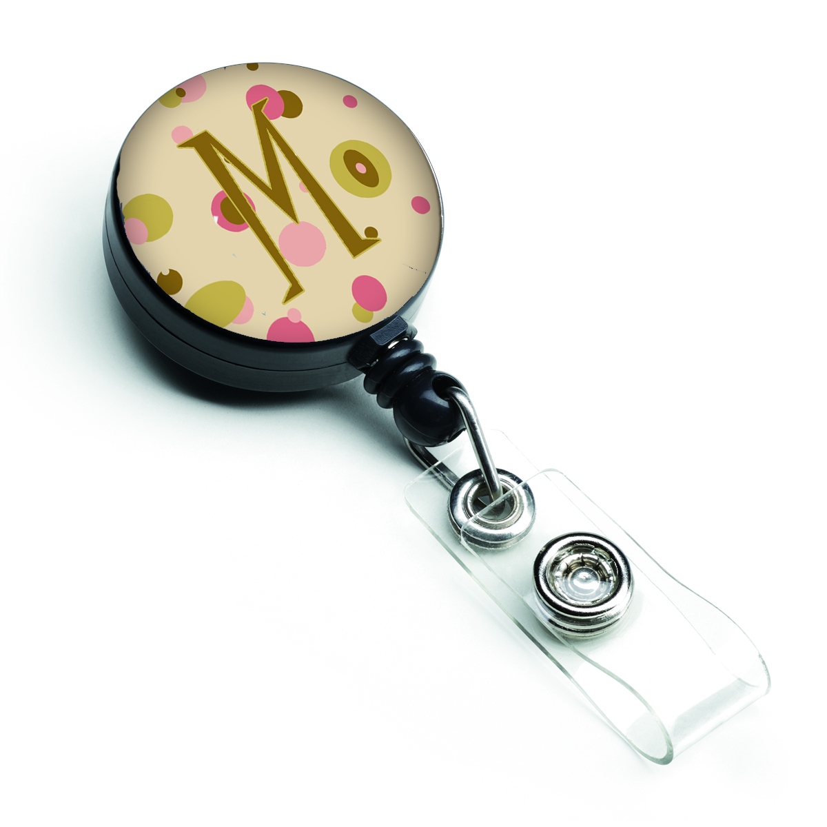 Carolines Treasures CJ1004-MBR Letter M Initial Monogram Tan Dots Retractable Badge Reel Carolines Treasures CJ1004-MBR Letter M Initial Monogram Tan Dots Retractable Badge Reel