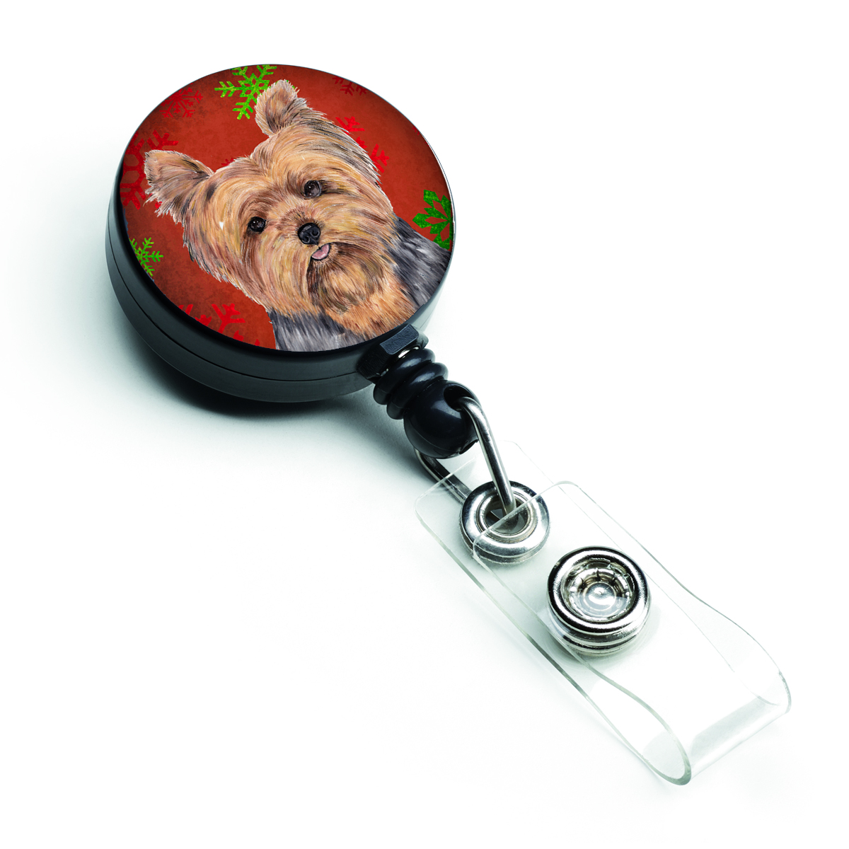 Carolines Treasures SC9428BR Yorkie Red & Green Snowflakes Holiday Christmas Retractable Badge Reel Carolines Treasures SC9428BR Yorkie Red & Green Snowflakes Holiday Christmas Retractable Badge Reel