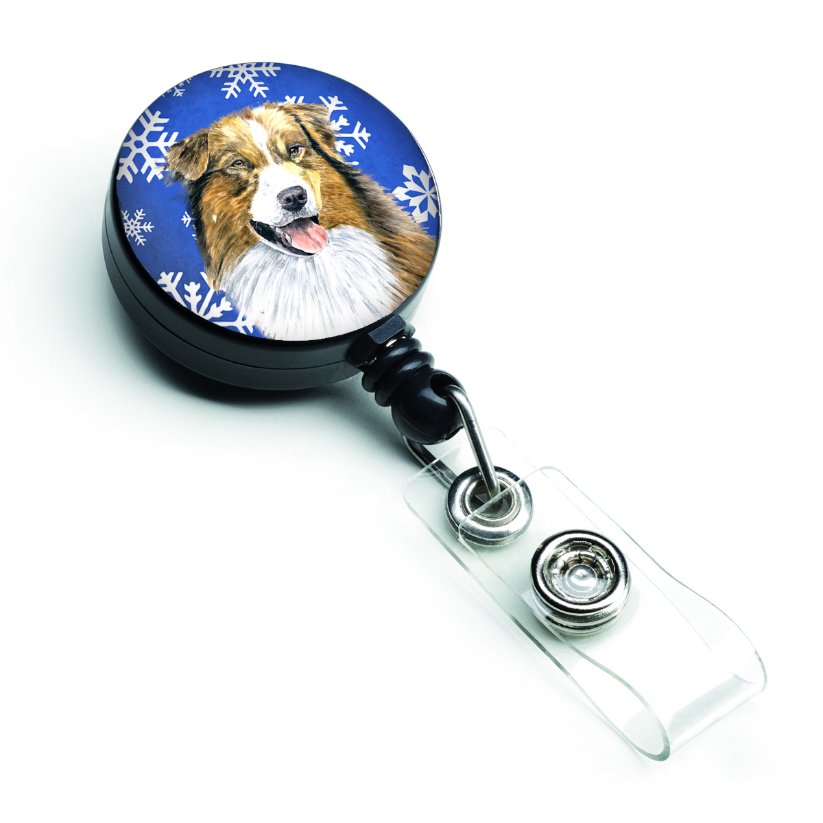 Carolines Treasures SC9397BR Australian Shepherd Winter Snowflakes Holiday Retractable Badge Reel Carolines Treasures SC9397BR Australian Shepherd Winter Snowflakes Holiday Retractable Badge Reel