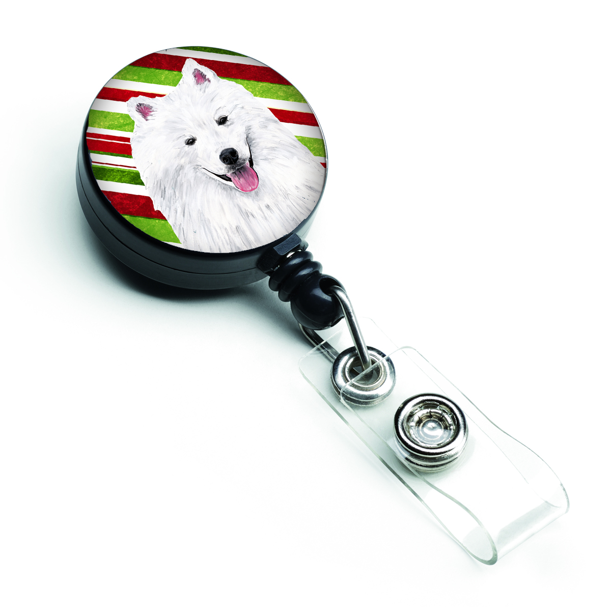 Carolines Treasures SC9339BR American Eskimo Candy Cane Holiday Christmas Retractable Badge Reel Carolines Treasures SC9339BR American Eskimo Candy Cane Holiday Christmas Retractable Badge Reel