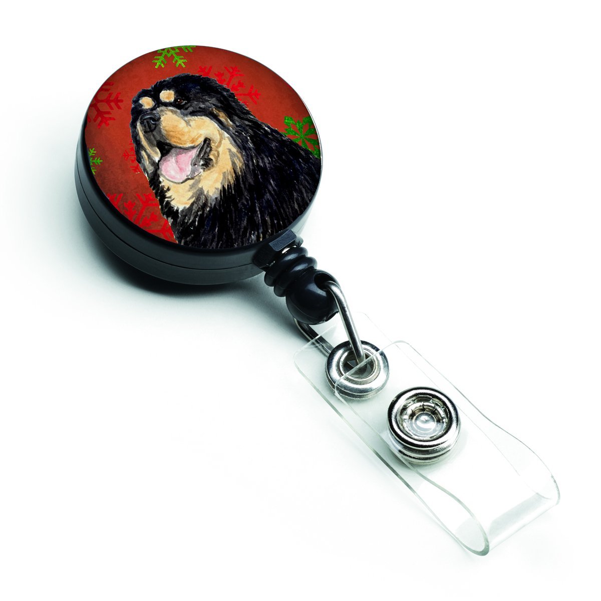 Carolines Treasures SS4719BR Tibetan Mastiff Red & Green Snowflake Christmas Retractable Badge Reel Carolines Treasures SS4719BR Tibetan Mastiff Red & Green Snowflake Christmas Retractable Badge Reel