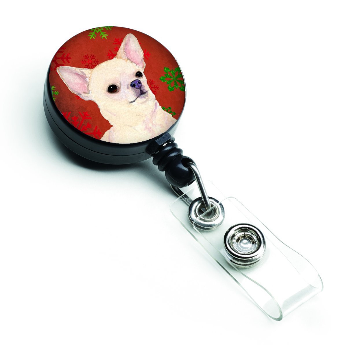 Carolines Treasures SS4679BR Chihuahua Red & Green Snowflakes Holiday Christmas Retractable Badge Reel Carolines Treasures SS4679BR Chihuahua Red & Green Snowflakes Holiday Christmas Retractable Badge Reel