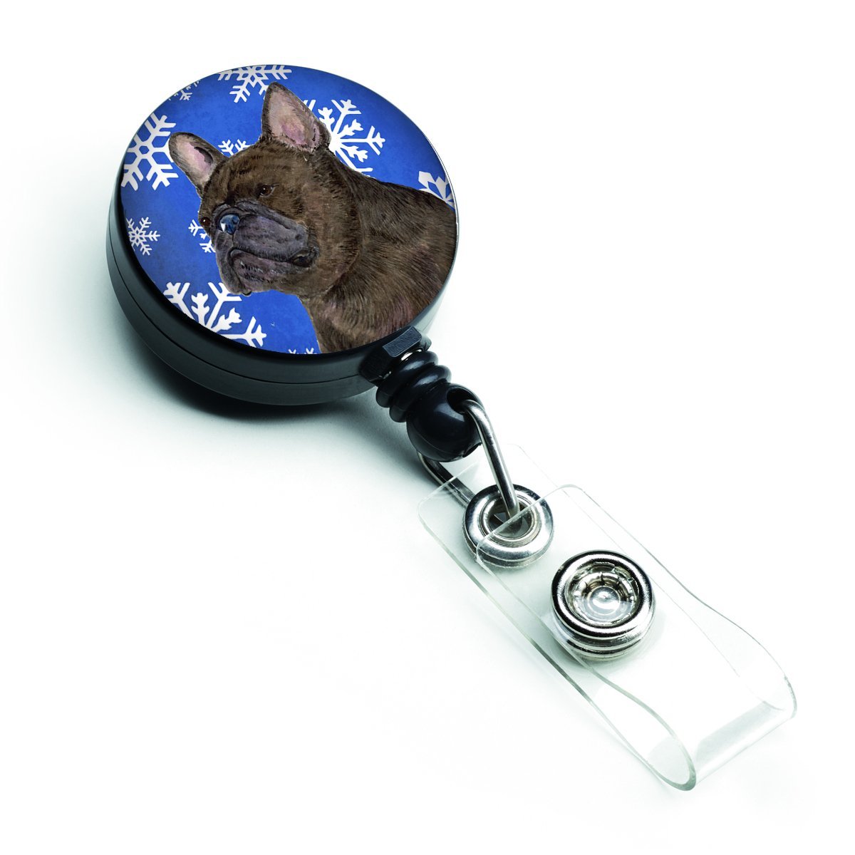 Carolines Treasures SS4657BR French Bulldog Winter Snowflakes Holiday Retractable Badge Reel Carolines Treasures SS4657BR French Bulldog Winter Snowflakes Holiday Retractable Badge Reel