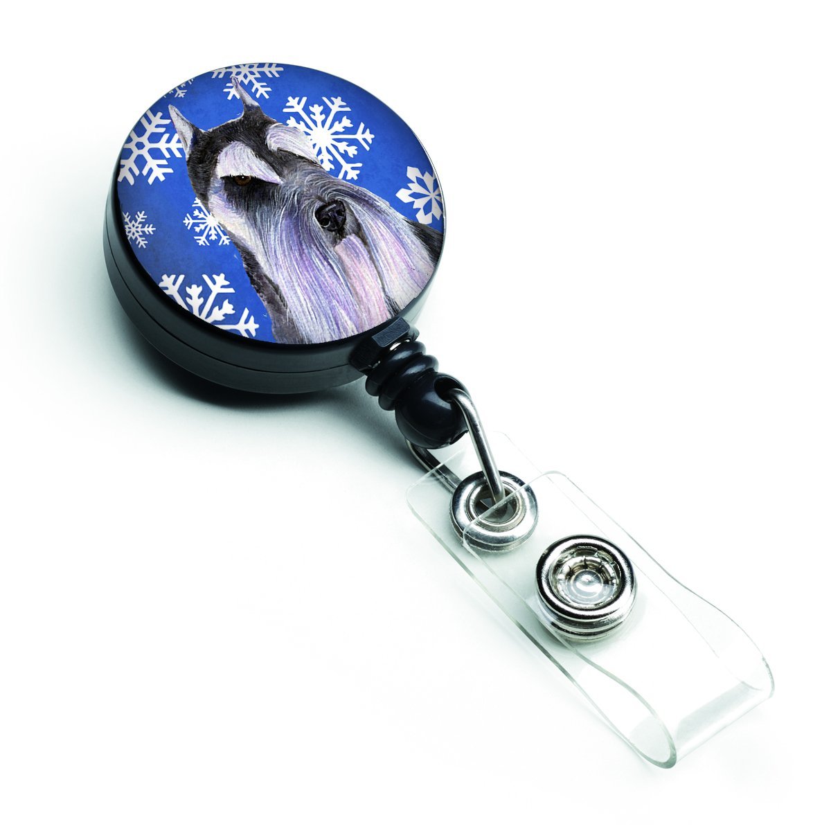 Carolines Treasures SS4615BR Schnauzer Winter Snowflakes Holiday Retractable Badge Reel Carolines Treasures SS4615BR Schnauzer Winter Snowflakes Holiday Retractable Badge Reel