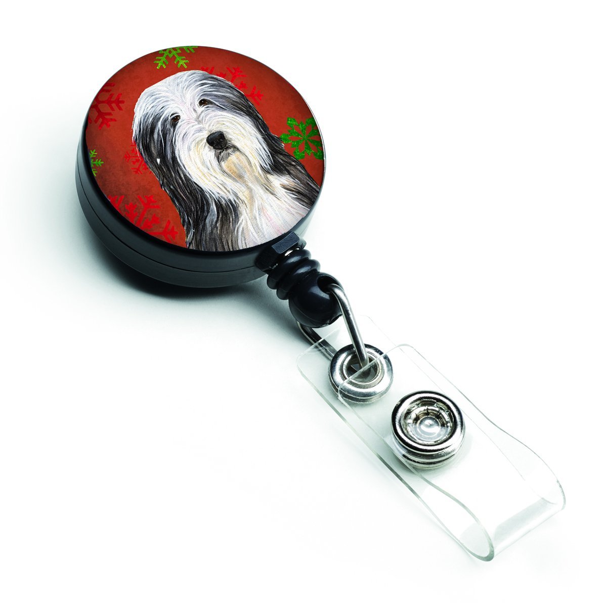 Carolines Treasures SS4704BR Bearded Collie Red & Green Snowflakes Holiday Christmas Retractable Badge Reel Carolines Treasures SS4704BR Bearded Collie Red & Green Snowflakes Holiday Christmas Retractable Badge Reel