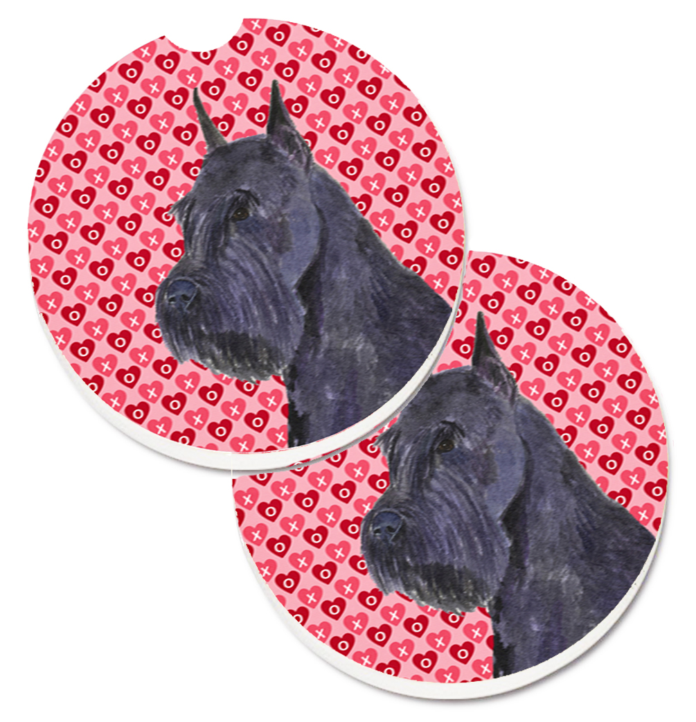 UPC 652513498364 product image for Schnauzer Hearts Love & Valentines Day Portrait Set of 2 Cup Holder Car Coaster | upcitemdb.com