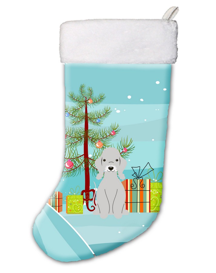 Bb4215cs Merry Christmas Tree Bedlington Terrier Blue Christmas Stocking