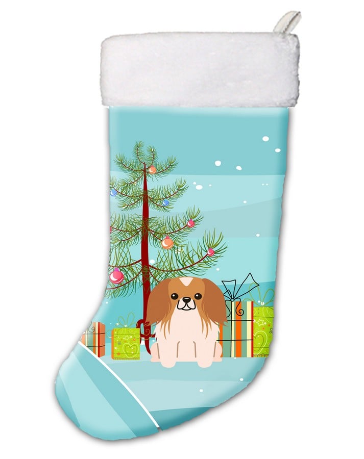 Bb4228cs Merry Christmas Tree Pekingnese Red & White Christmas Stocking