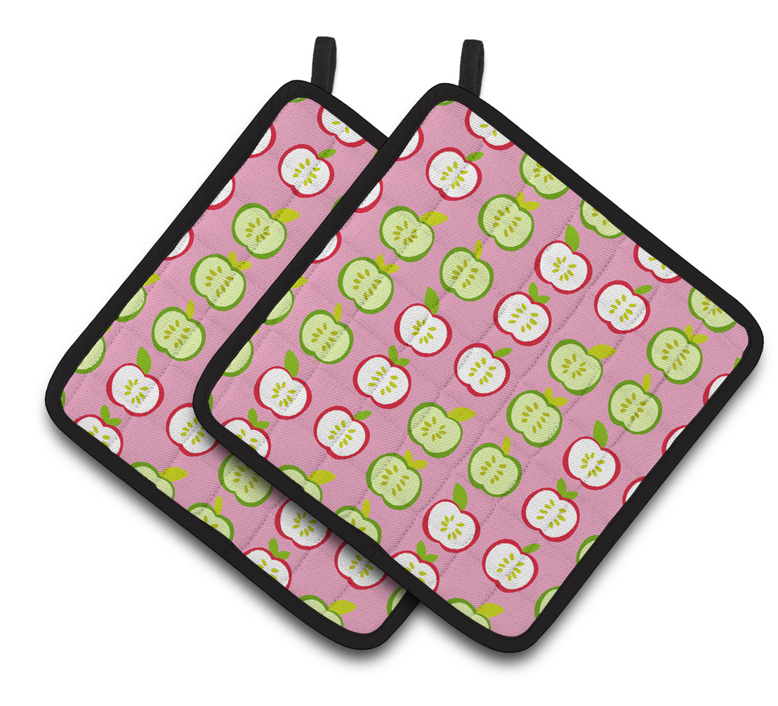 Bb5141pthd Apples On Pink Pair Of Pot Holders