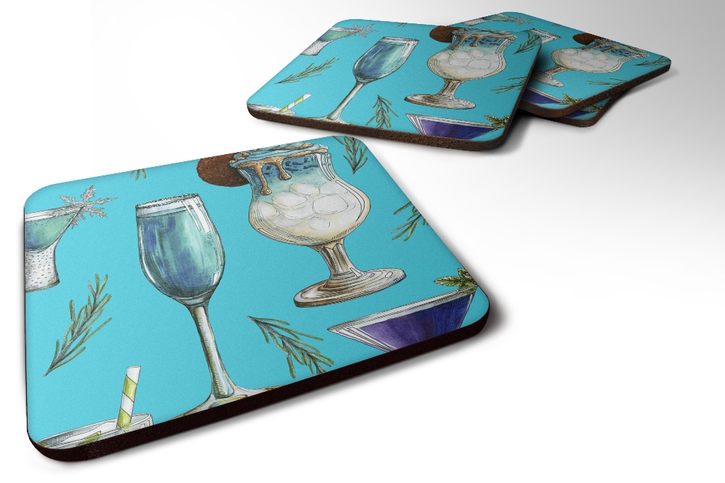 Drinks & Cocktails Blue Foam Coaster, Set of 4