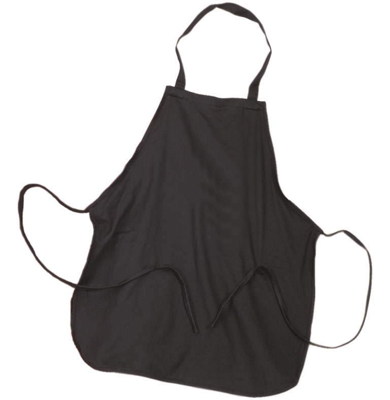 A3629 Extra Long Self Material Apron - Black - 12 Pack