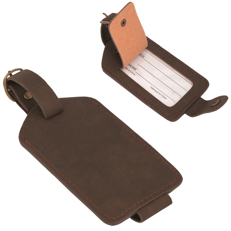 Bl8991 Premium Bonded Leather Luggage Tag - Brown - 12 Pack