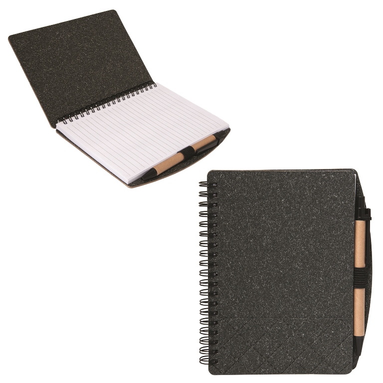 CA8677 Geneva Cardboard Spiral Notebook - Black