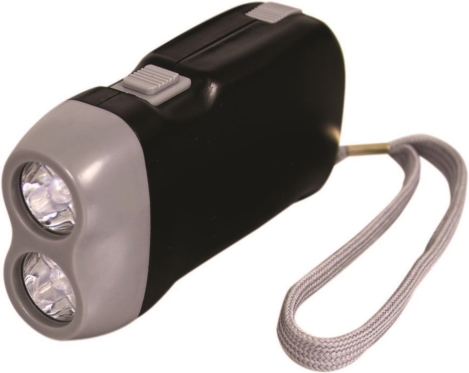 Ct3472 2 Led Hand Press Flashlight - Black With Grey - 12 Pack