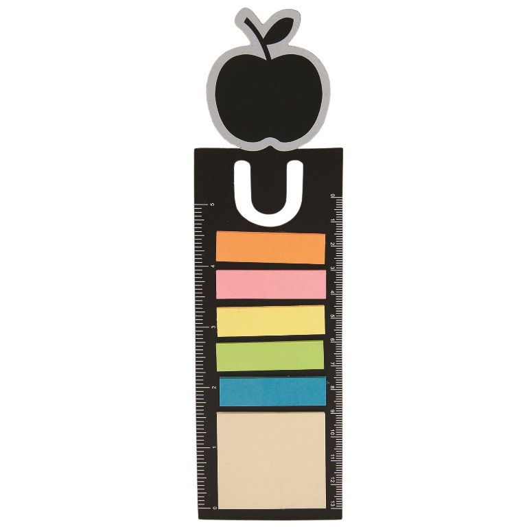 Da6427 Apple Book Mark With 150 Sticky Notes - Black - 50 Pack