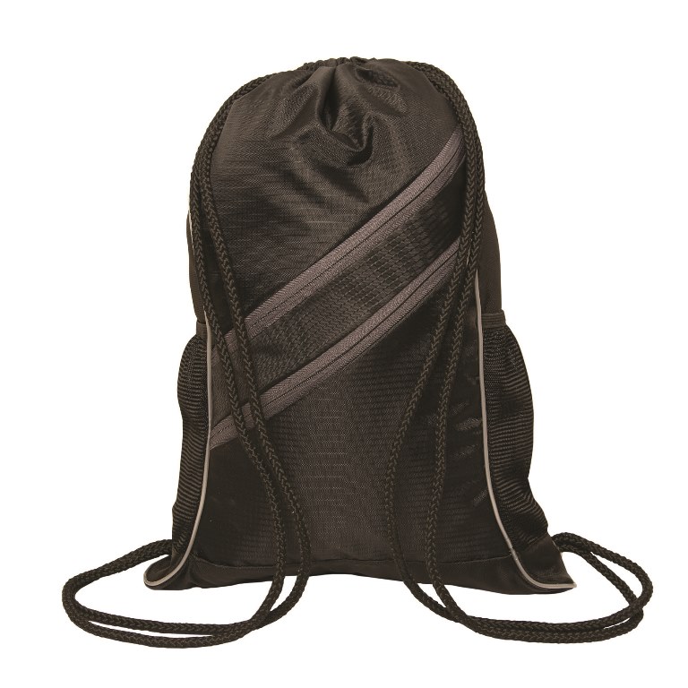 Kn6480 Decathlete Drawstring Backpack - Black With Grey Trim - 12 Pack